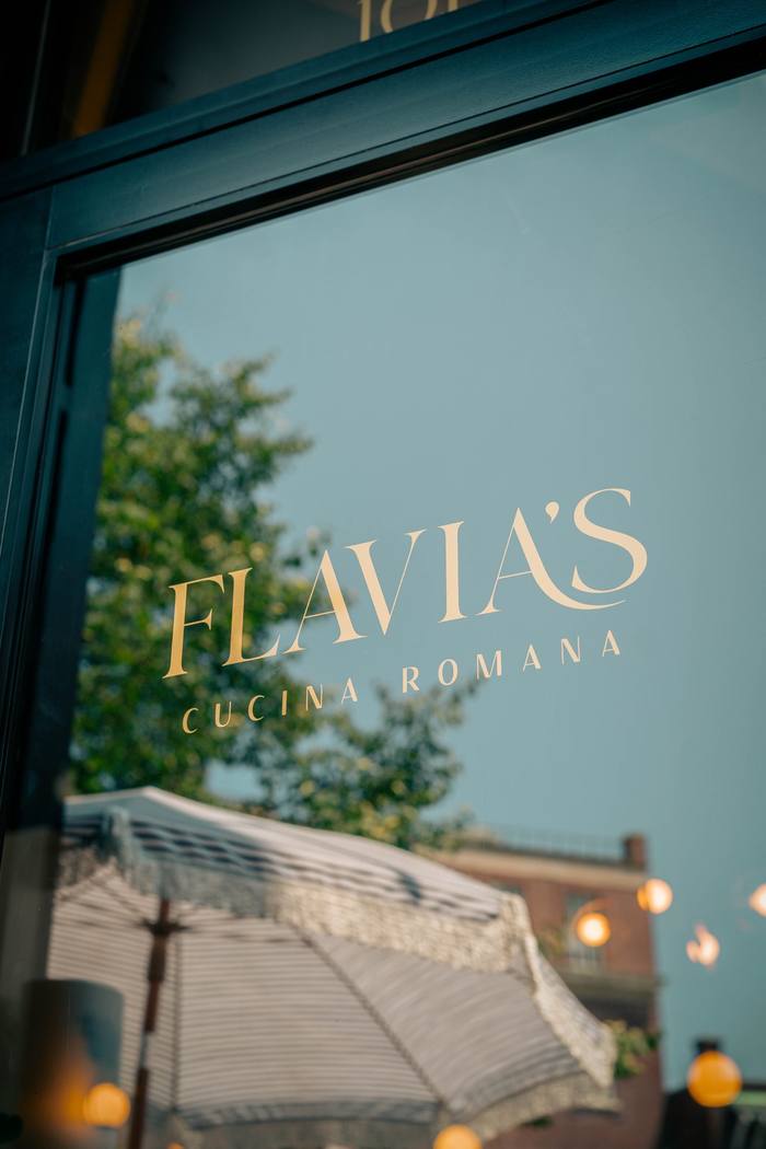 Window logo at golden hour